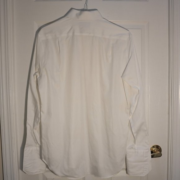 M&S Collection Mens Regular Fit Pure Cotton Solid Dress Shirt in White Size 15.5 - Picture 3 of 4